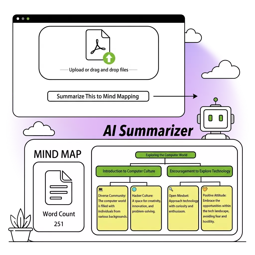convert pdf summary into mind mapping